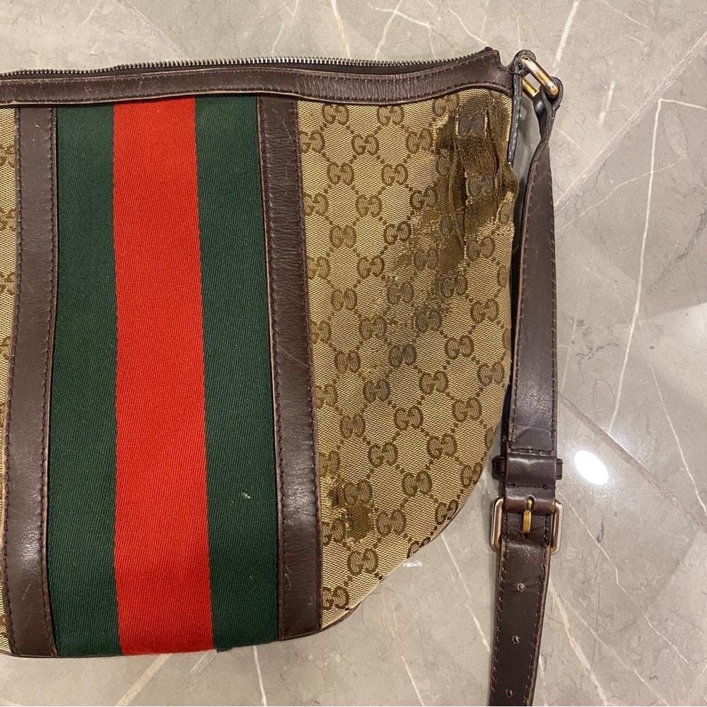 AUTHENTIC 💕Gucci💕 GG Canvas Web Half Moon Hobo Bag - Picture 4 of 16